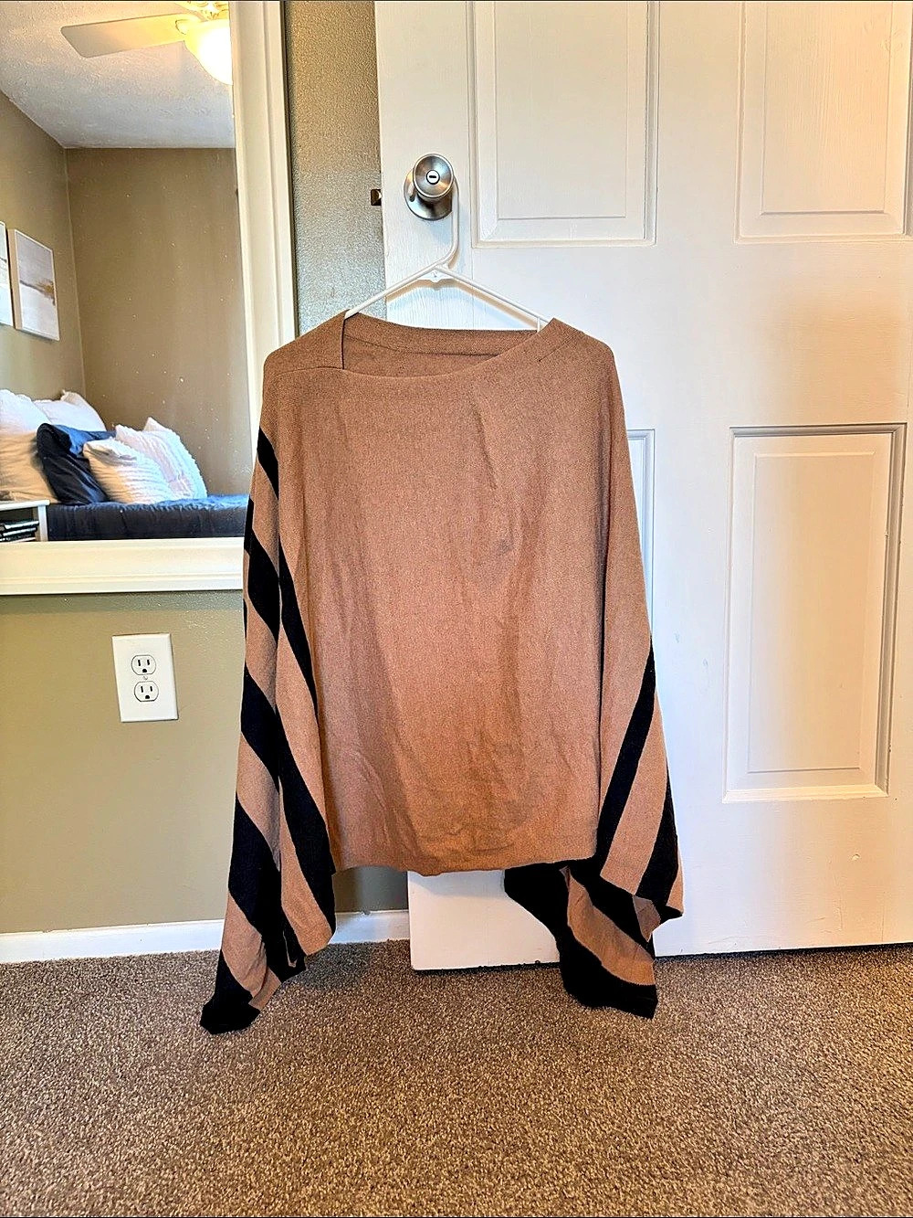 Mixed Striped Poncho Sweater